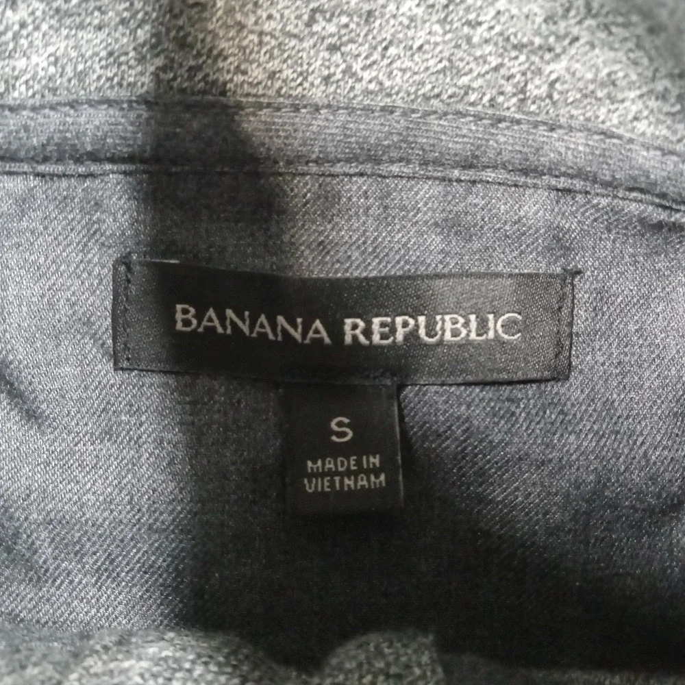 Banana Republic Sweatshirt Mens Small Gray Henley Mock Neck Knit Kangaroo Pocket